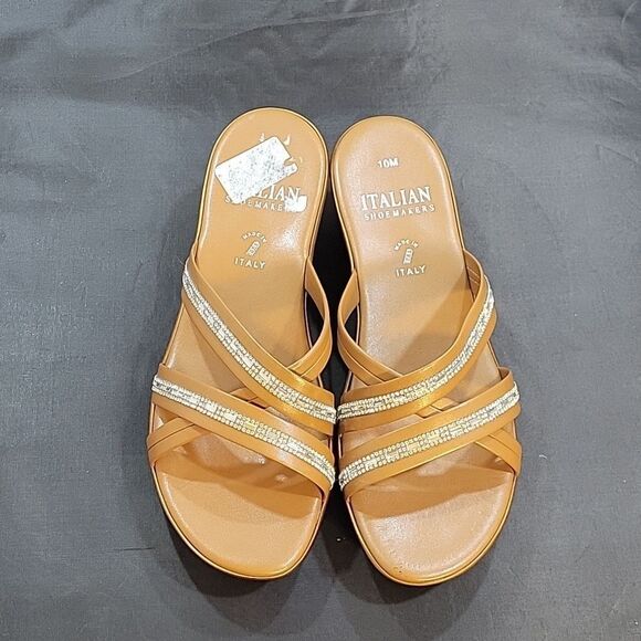 BRAND NEW ITALIAN SHOESMAKERS LOW WEDGE STYLE SLIP-ON SANDAL - Picture 2 of 14